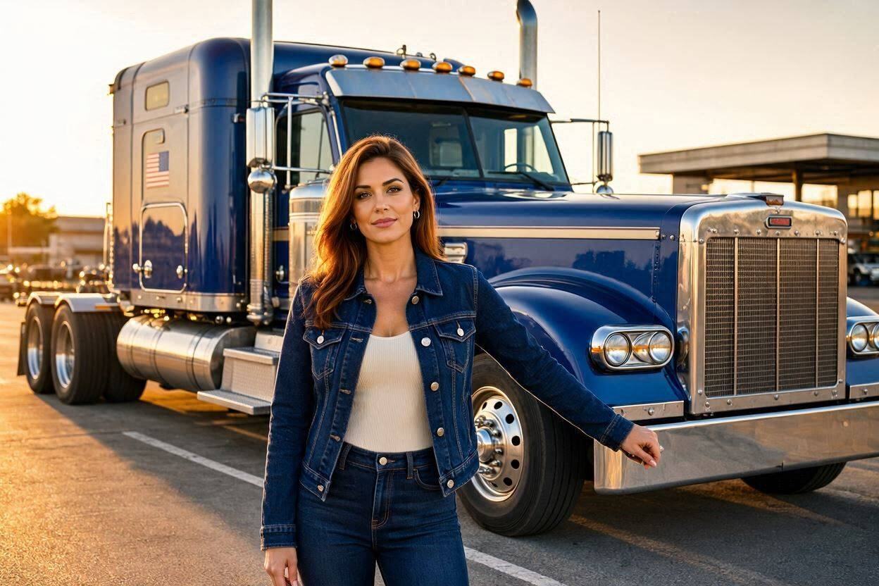 A sunset highway portrait along the I-5 and I-10 freight corridor near the Port of Los Angeles, representing Truckers Dating members meeting up in LA